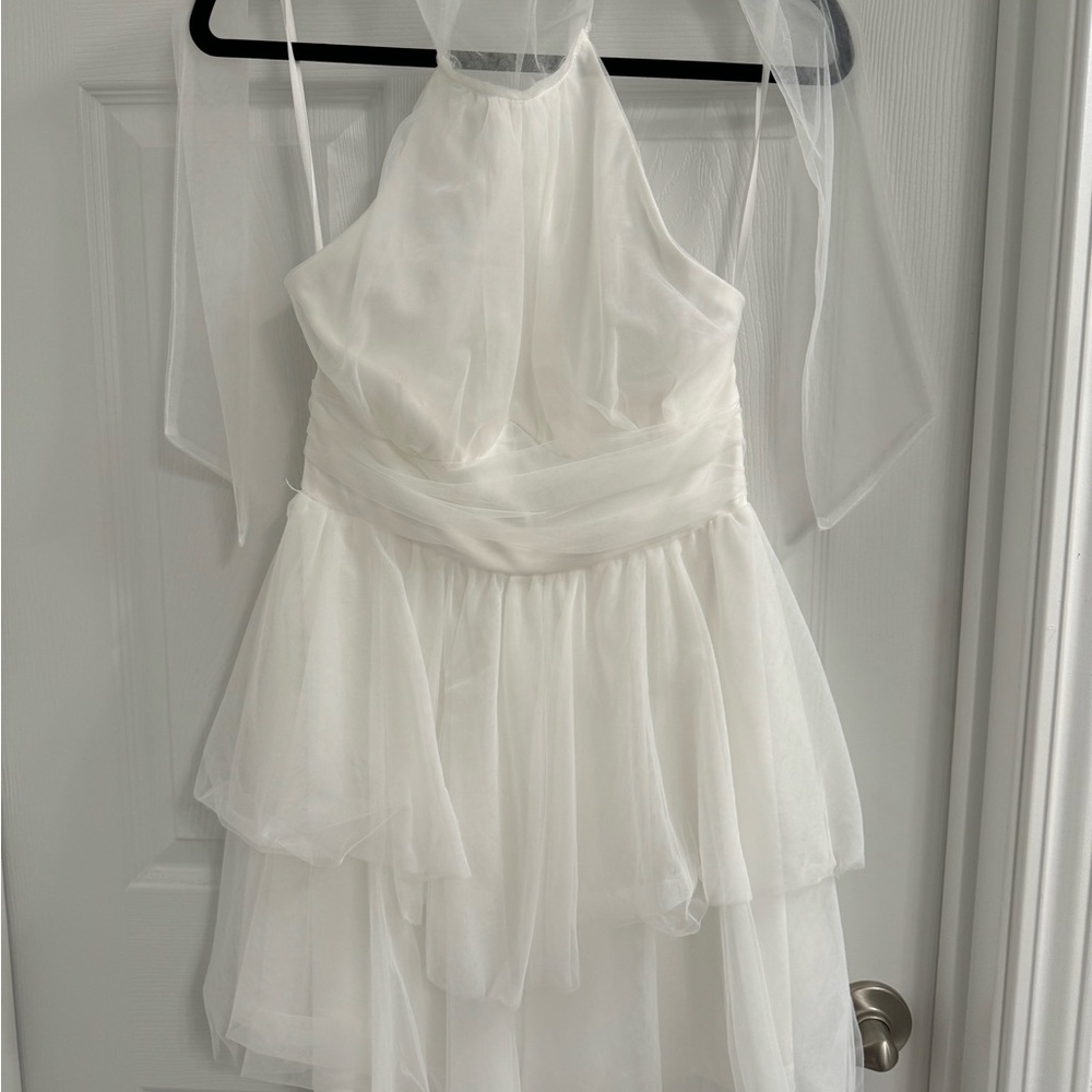 Hello Molly White Halter Mini Dress - Picture 2 of 4